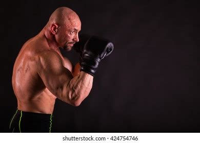 Muscular Fighter Naked Torso Boxing Gloves Stock Photo 424754746 Shutterstock