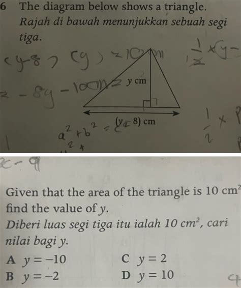 Solved The Diagram Below Shows A Triangle Rajah Di Bawah