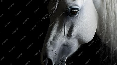 Premium Photo | White horse portrait on black background