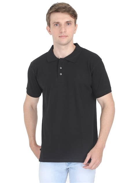 Polo Neck Half Sleeve Mens Cotton Plain Black Collar T Shirt At Rs 200