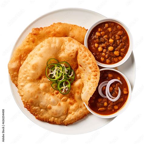 Top View Of Chole Bhature Soft Fluffy Fried Bread Bhature Stock Photo