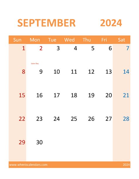 Blank Calendar Template 2024 September Monthly Calendar