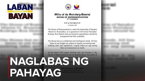 Panoorin House Of Representatives Naglabas Ng Pahayag Hinggil Sa