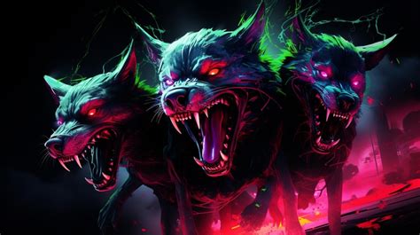 Premium Photo Splatter Cerberus Animal High Resolution Neon