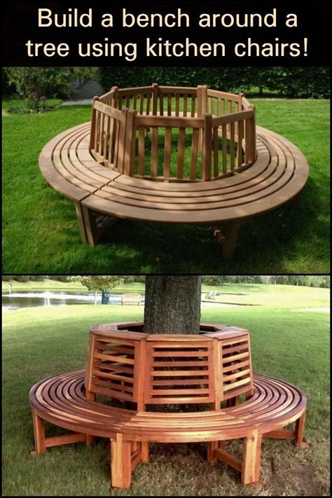 Build An Inexpensive Bench Around A Tree With Kitchen Chairs Your Projectsobn Bench Around