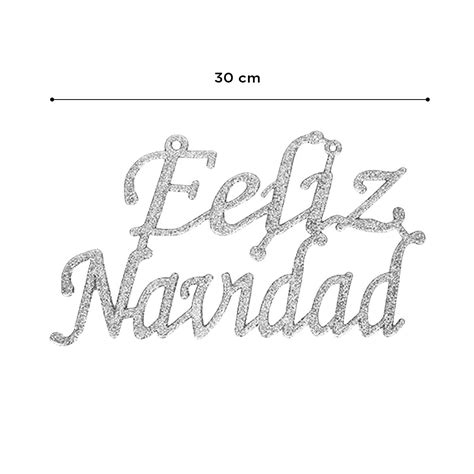 Letrero Feliz Navidad Con Glitter Color Plata Waldos