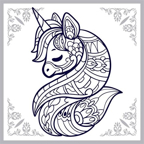 Cute Unicorn Cartoon Mandala Arts Isolated On White Background 12949023