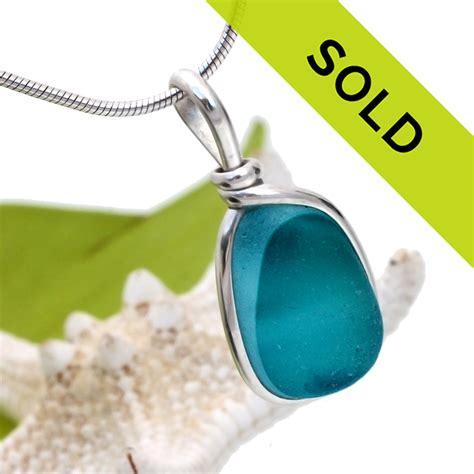 Tropical Triangle Aqua Victorian Sea Glass Necklace Pendant In Ss Original Wire Bezel© Ssp1420