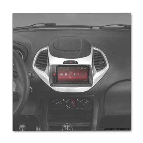 Moldura Dvd Painel 2 Din Ford Ka 2015 A 2018 Prata General Car