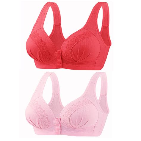 Munlar No Wire Womens Bras Push Up Front Closure Plus Size Comfortable