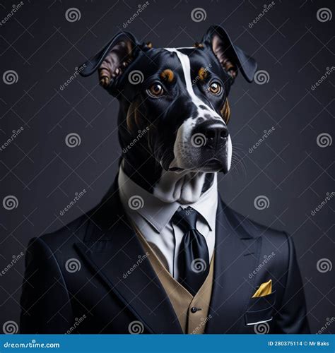 A Dog In A Business Suit And Tie Stock Photo Image Of Background