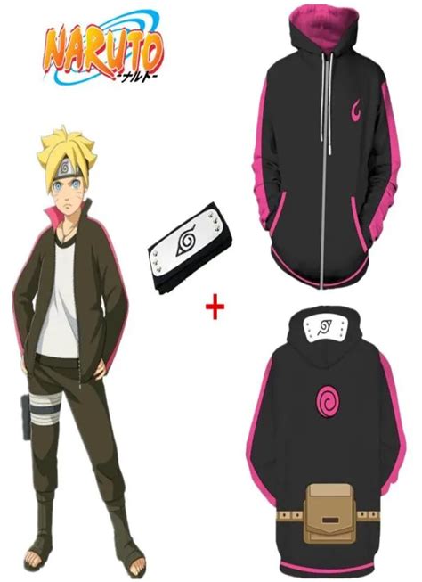 Tamaño Asiático Japón Anime Uzumaki Boruto Negro Casual 3d Cosplay