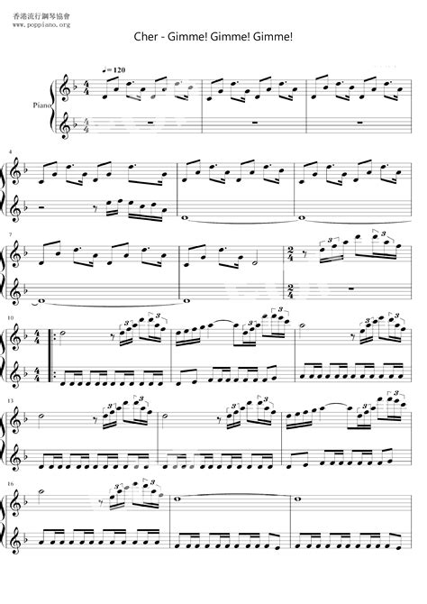 Cher Gimme Gimme Gimme Sheet Music Pdf Free Score Download ★