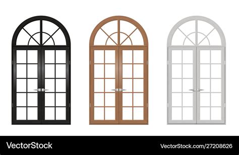 Wooden Vintage Arched Doors Set Royalty Free Vector Image