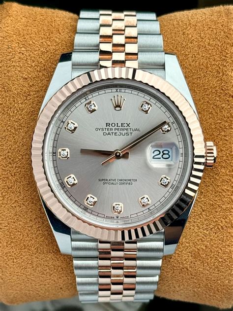 Rolex Datejust Sundust Diamond Two Tone Rose Gold Jubilee Fluted