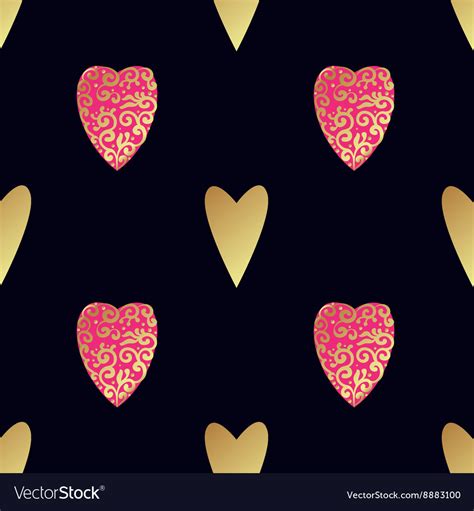 Seamless Gold Pattern With Hearts Royalty Free Vector Image