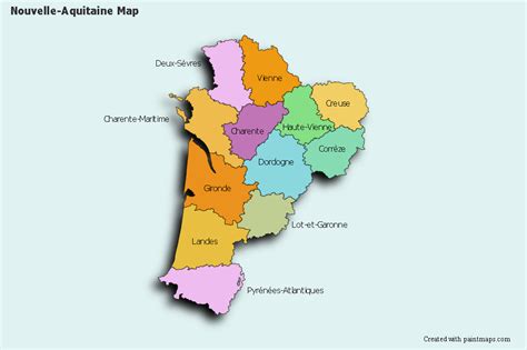 Create Custom Nouvelle Aquitaine Map Chart with Online, Free Map Maker.