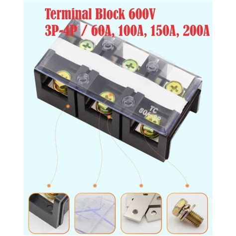 Large Current Terminal Block 60A 100A 150A 200A 3P 4P 600V Lazada PH