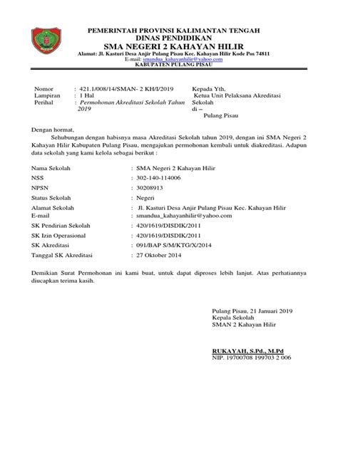 Detail Contoh Surat Permohonan Pengajuan Akreditasi Sekolah Koleksi Nomer 4