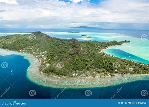 Bora Bora French Polynesia Aerial View Of Island In South Pacific