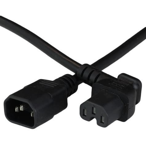 2ft Iec60320 C14 To C15 Right Angle 15a 250v 14awg Sjt Power Cord Black