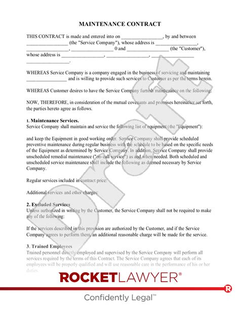 MAKE YOUR FREE Maintenance Contract Agreement For Maintenance Services