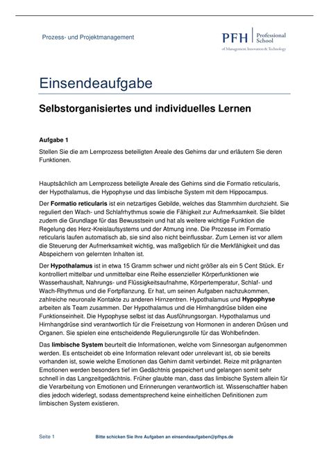 Einsendeaufgabe Ea Selbstorganisiertes Und Individuelles Lernen