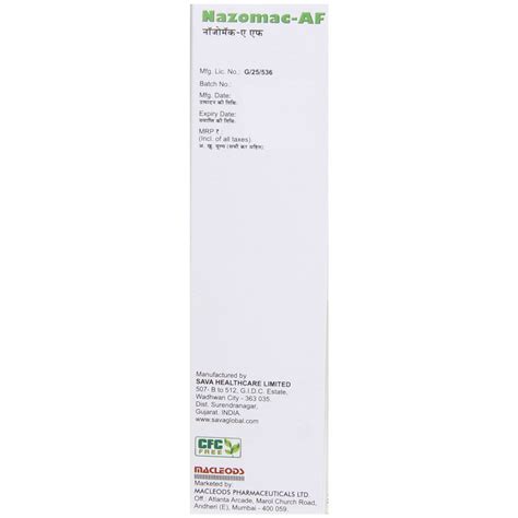 Nazomac Af Nasal Spray Ml Price Uses Side Effects Composition