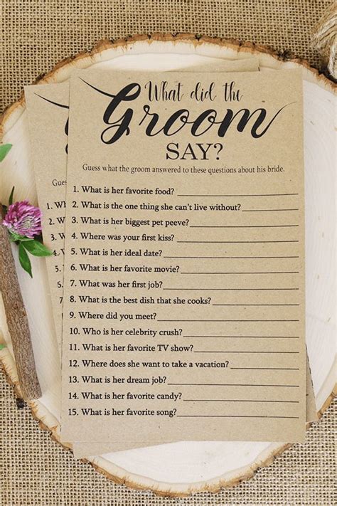 What Did The Groom Say About His Bride Game Printable Etsy Bridal