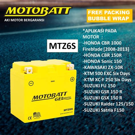 Jual Motobatt Aki Motor Mtz S Honda Cbr Kawasaki Klx Zx R Satria