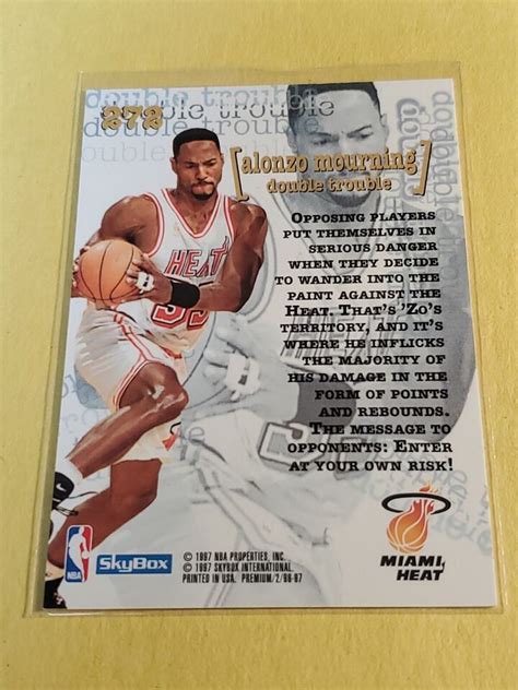 1996 97 SkyBox Premium 272 Alonzo Mourning Double Trouble Miami Heat