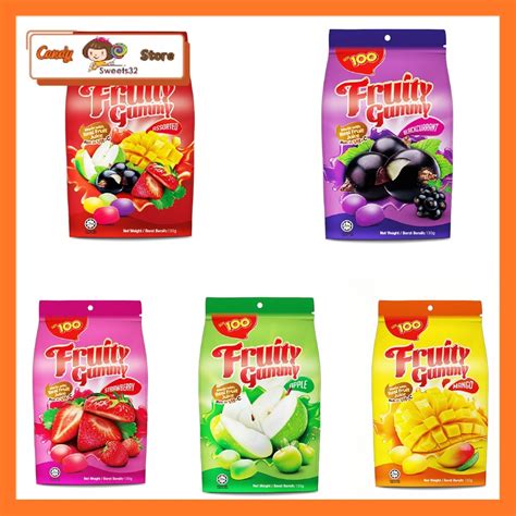 130g Lot 100 Assorted Fruit Gummy Chewy Candy Shopee Malaysia