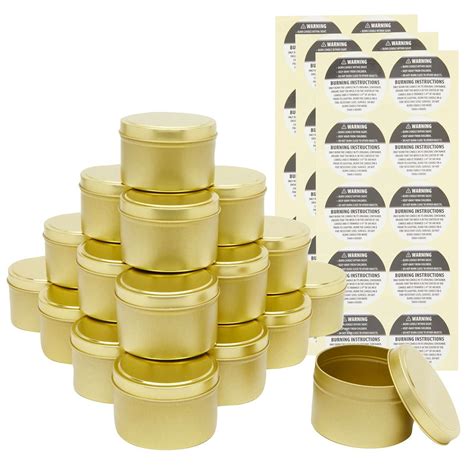 24 Pack Candle Tins 8 Oz With Lids And Labels For Candle Making Black