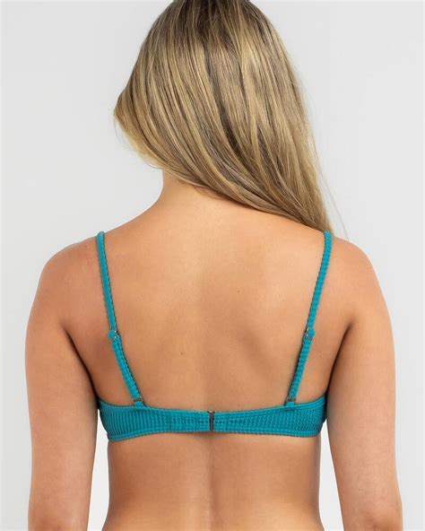 Shop Billabong Summer High V Bralette Bikini Top In Tile Blue Fast Shipping And Easy Returns