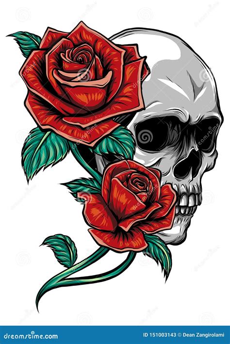 Skull And Rose Background