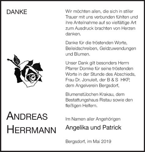 Traueranzeigen Von Andreas Herrmann M Rkische Onlinezeitung Trauerportal