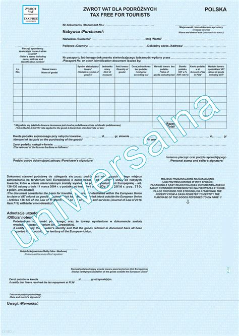 Drukarnia Sieradzki Faktura Zwrot Vat Dla Podr Nych Uniwersalna