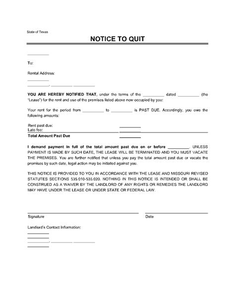 Free Texas Lease Termination Letter Form 30 Day Notice Pdf 51 Off