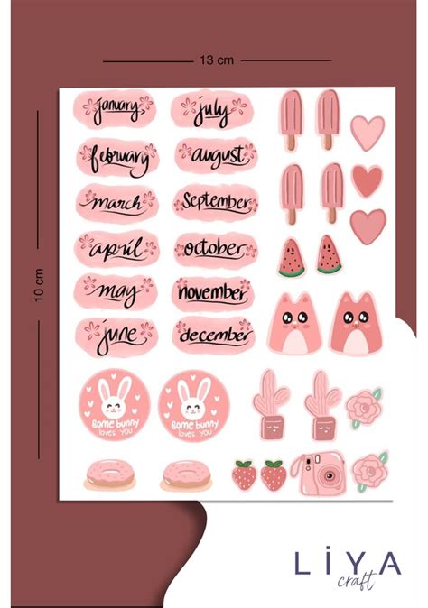 Pembe Temal Sticker Seti Planner Ajanda Bullet Journal In Fiyatlar