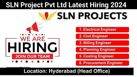 Sln Project Pvt Ltd Latest Hiring 2024 For Civil Electrical Engineer