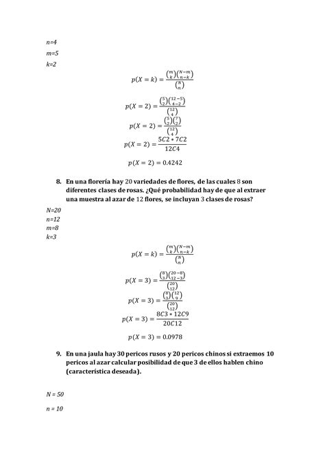 Ejercicios De Distribuci N Hipergeometrica Pdf