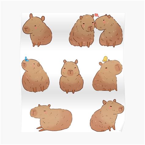 Cute Capybaras Drawing Poster For Sale By Mayarart Redbubble