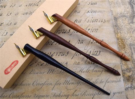 Wood Oblique Pen Holder Nib Holder Calligraphy Pen Set Etsy