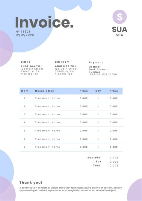 Free Duotone Sua Spa Invoice Template To Edit Online