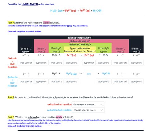 Solved Consider The UNBALANCED Redox Reaction Chegg