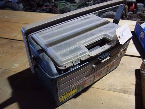 Large Plastic Green Tackle Box & Contents