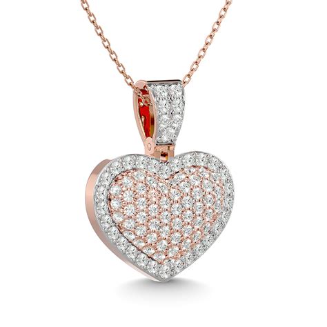 Diamond 1 Ct Tw Heart Pendant In 10k Pink Gold With White Gold Touch Unclaimed Diamonds