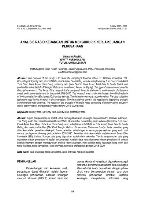 Pdf Analisis Kinerja Keuangan Perusahaan Menggunakan Metode Eva Mva