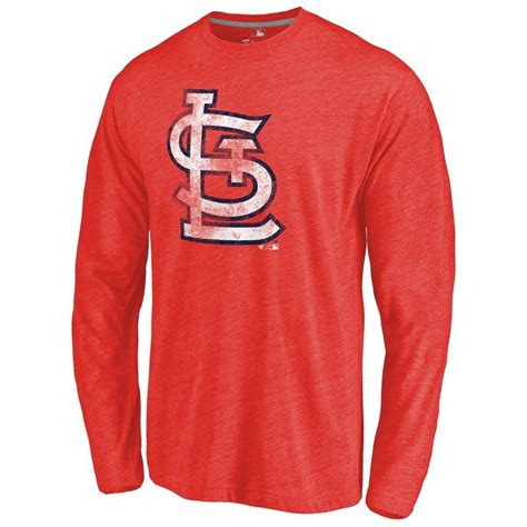 St Louis Cardinals Distressed Team Long Sleeve Tri Blend T Shirt Red