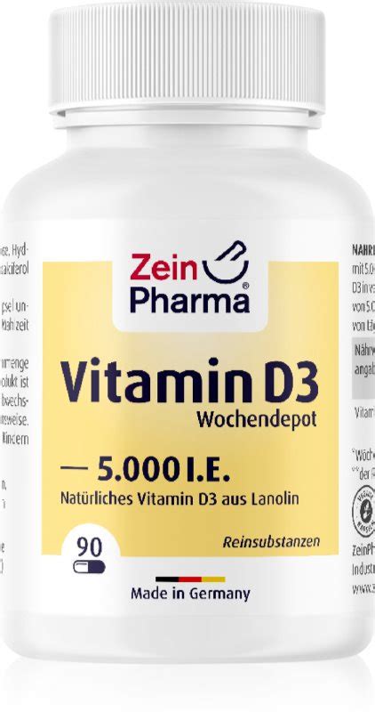 ZeinPharma Vitamin D3 5000 I E Wochendepot Kapseln für normale